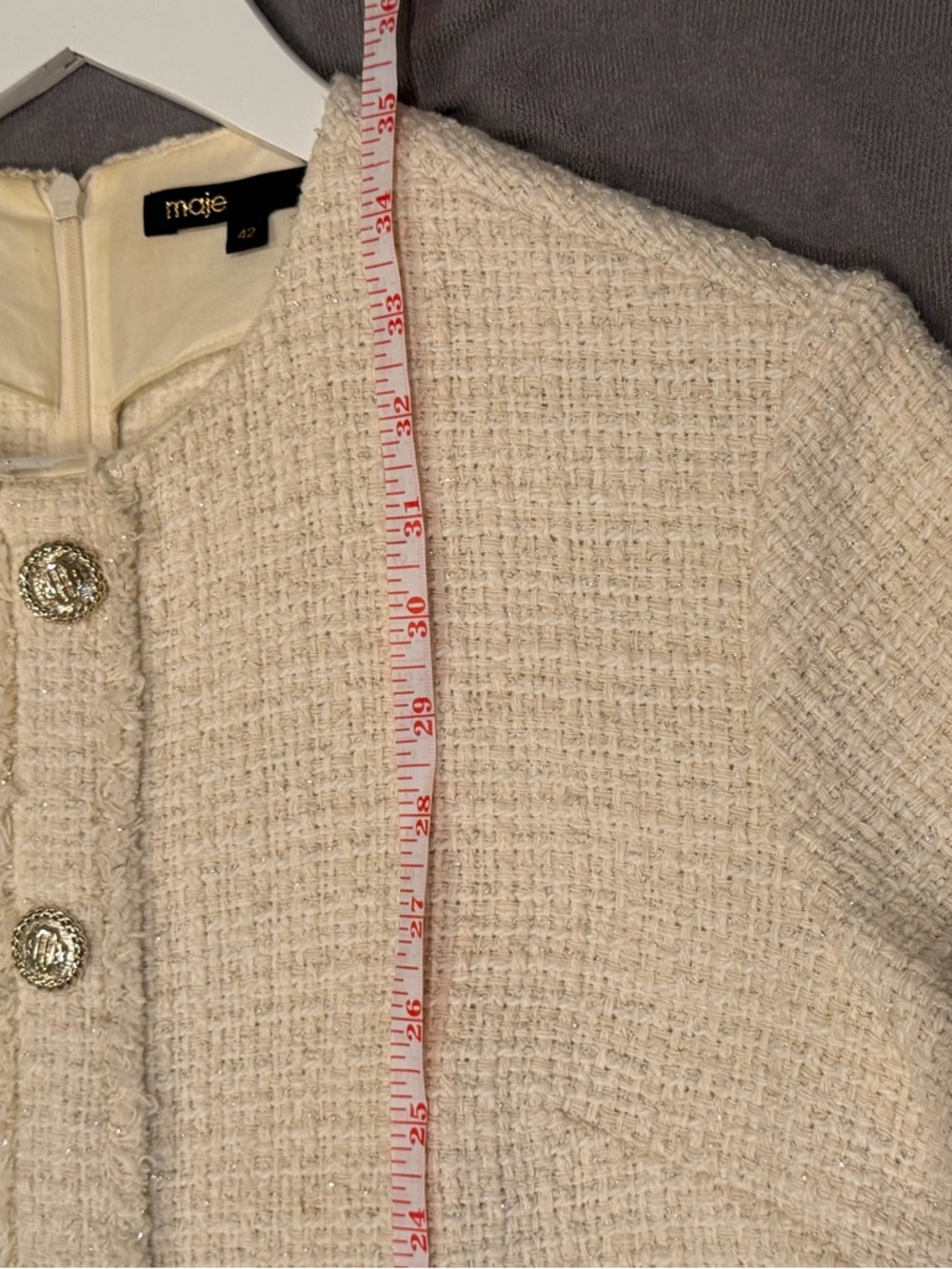 Maje Short Tweed Dress White Size 42 - Picture 8 of 11